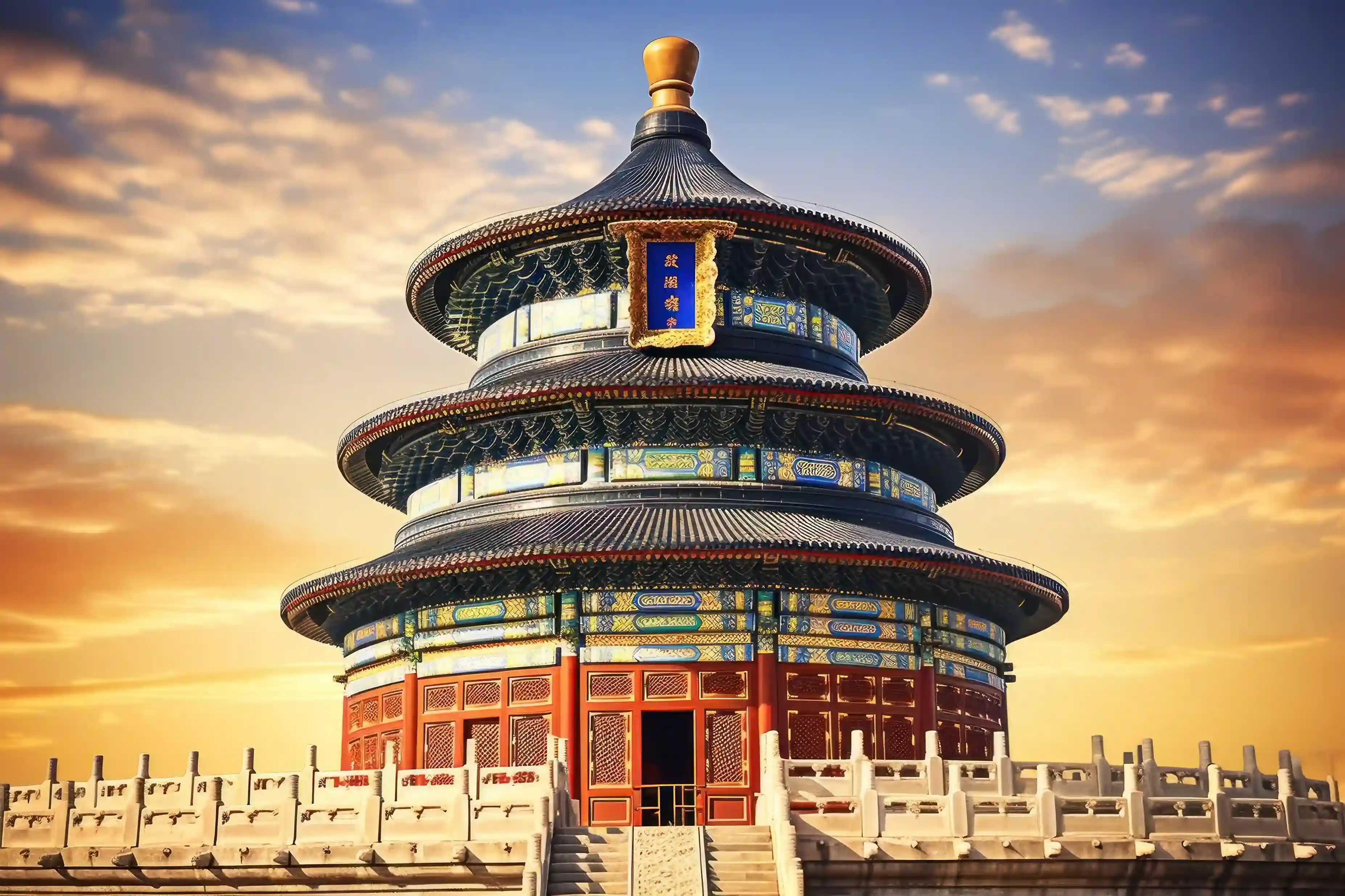 Modern skyline and cultural landmarks in China, blending ancient heritage with contemporary city life