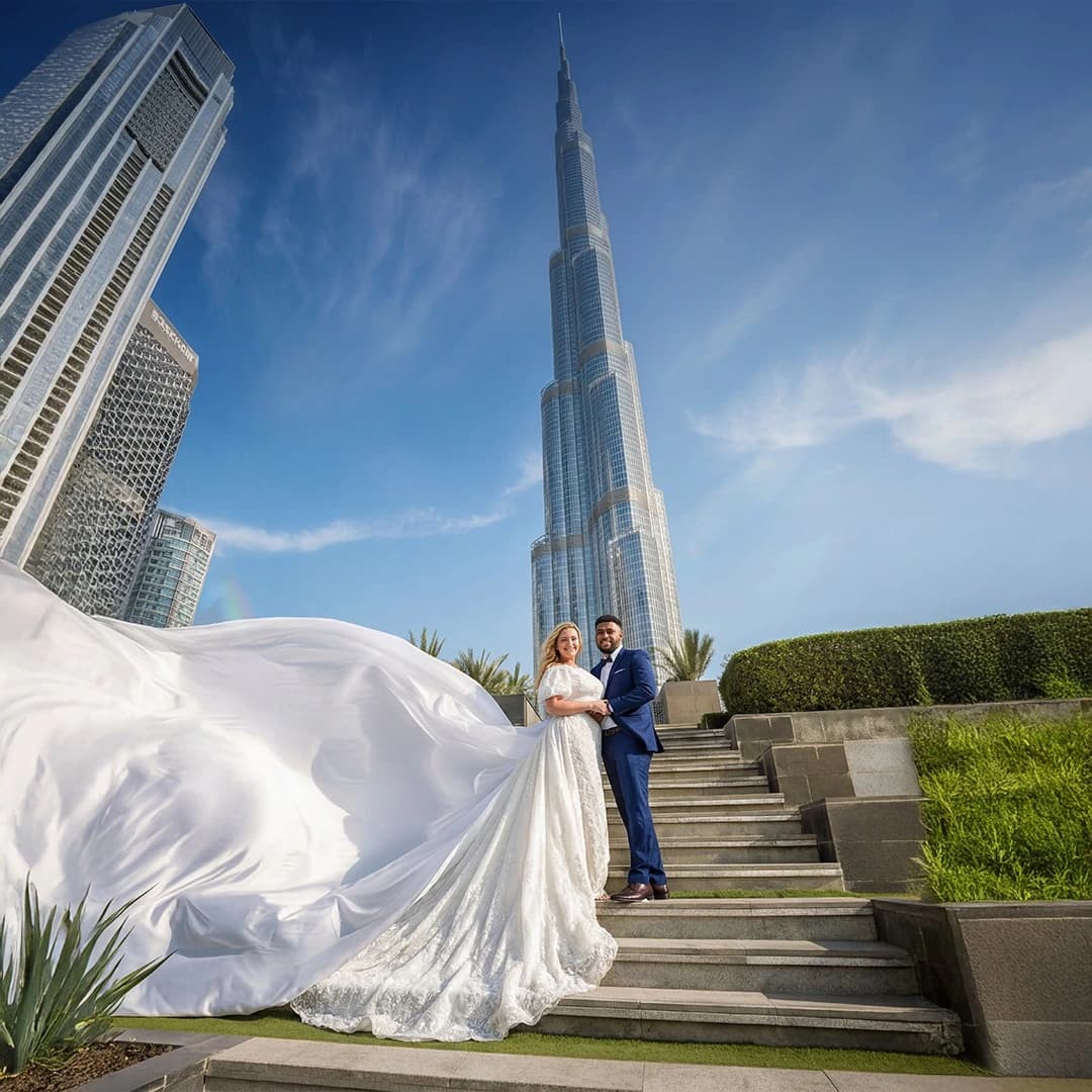Luxury destination wedding venue setup at a beach or resort in the UAE