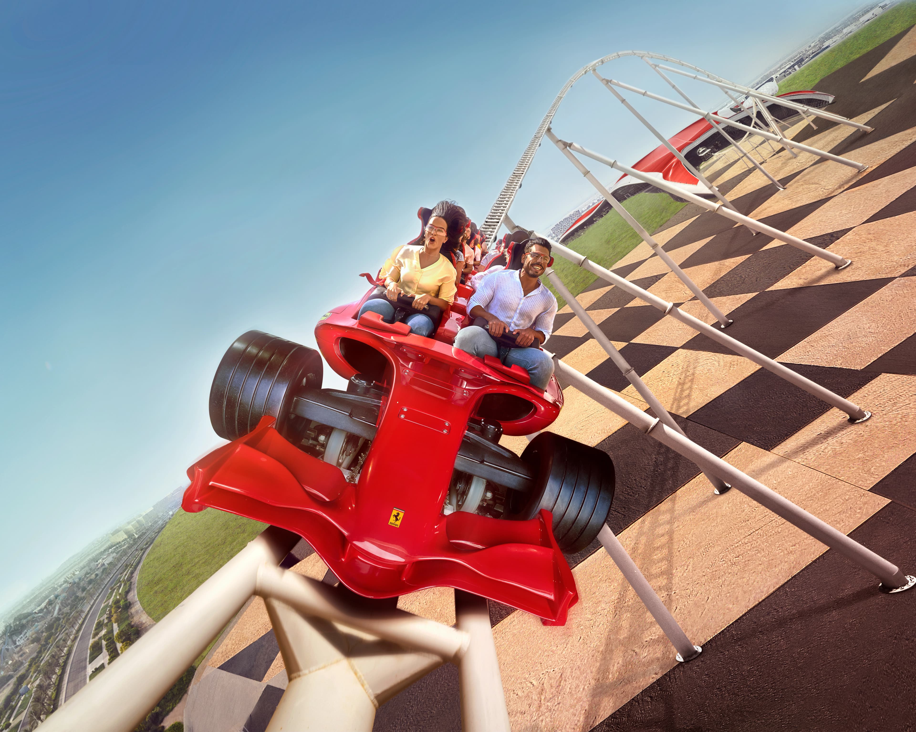 Ferrari World theme park with Formula Rossa roller coaster in Abu Dhabi