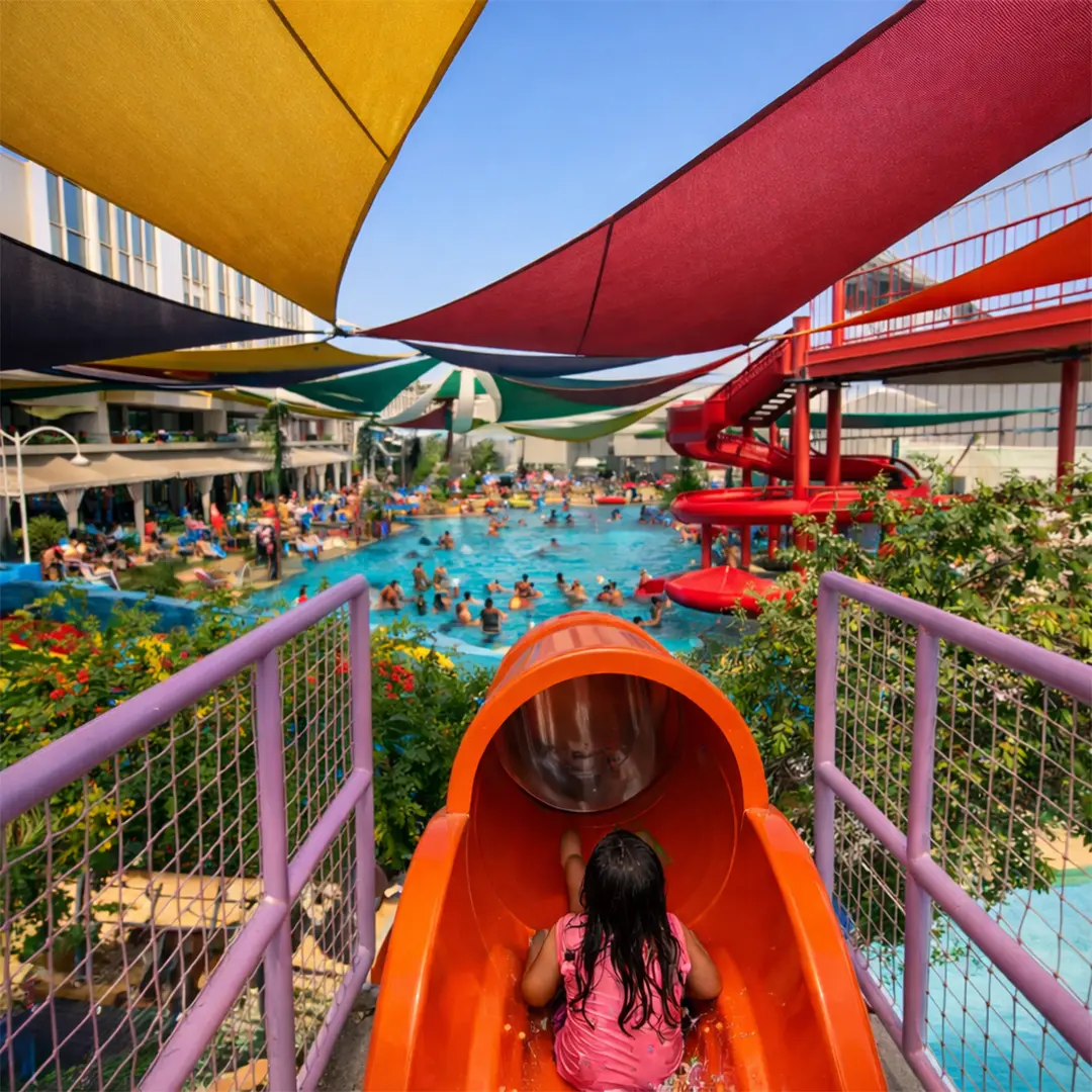 Gladiator Sports Academy water park with slides and aquatic activities in Ajman