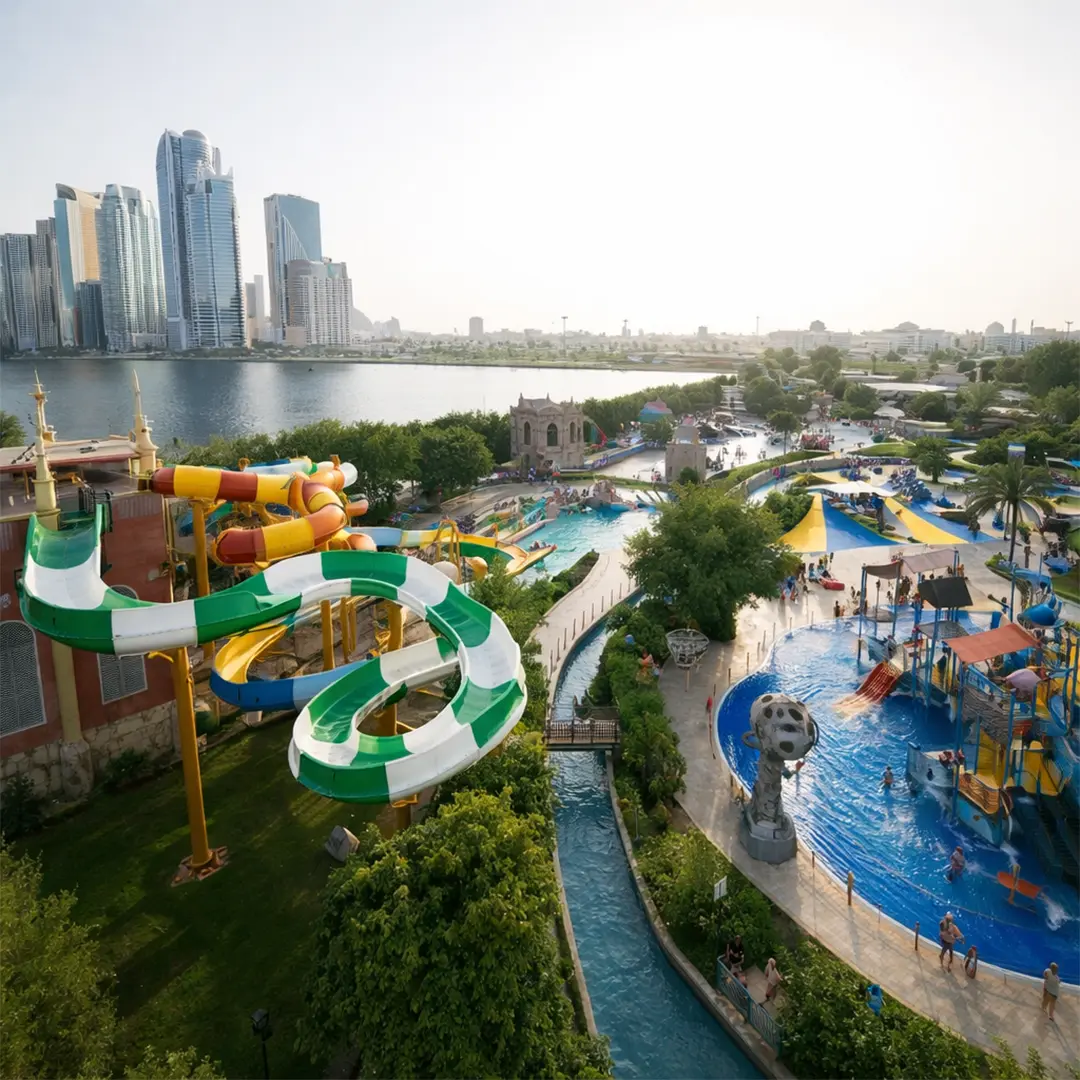 Al Montazah Parks waterpark and amusement park attractions in Sharjah