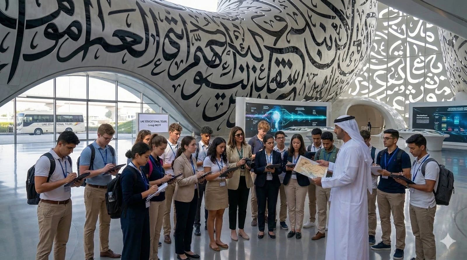 Architecture students exploring modern UAE skyscrapers and iconic buildings