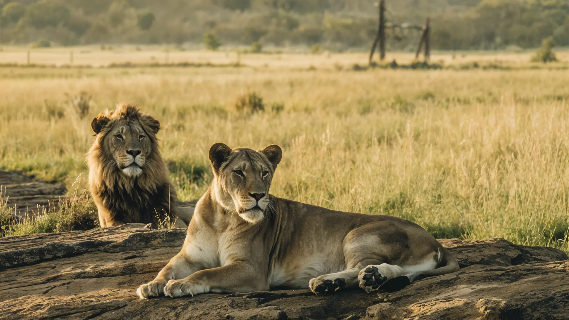 Lions resting in Maasai Mara grasslands during a Kenya safari experience