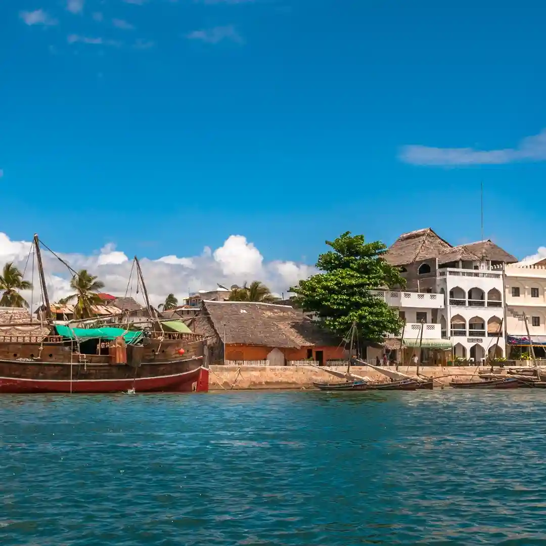 Historic Swahili architecture and narrow streets in Lamu Old Town