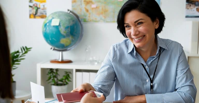 Travel professionals discussing travel agency, tour operator, and DMC roles