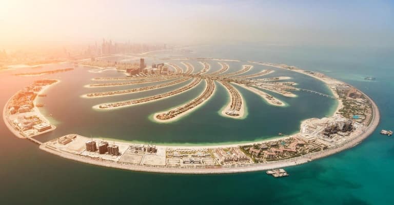 Aerial view of Palm Jumeirah in Dubai
