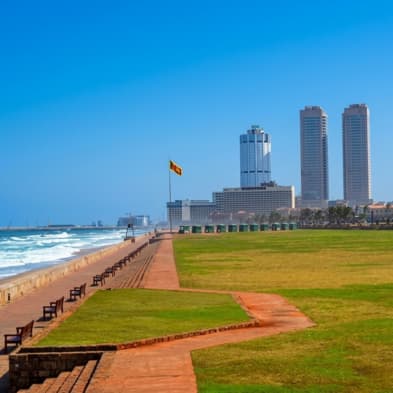 Sunset at Galle Face Green in Colombo by the Indian Ocean