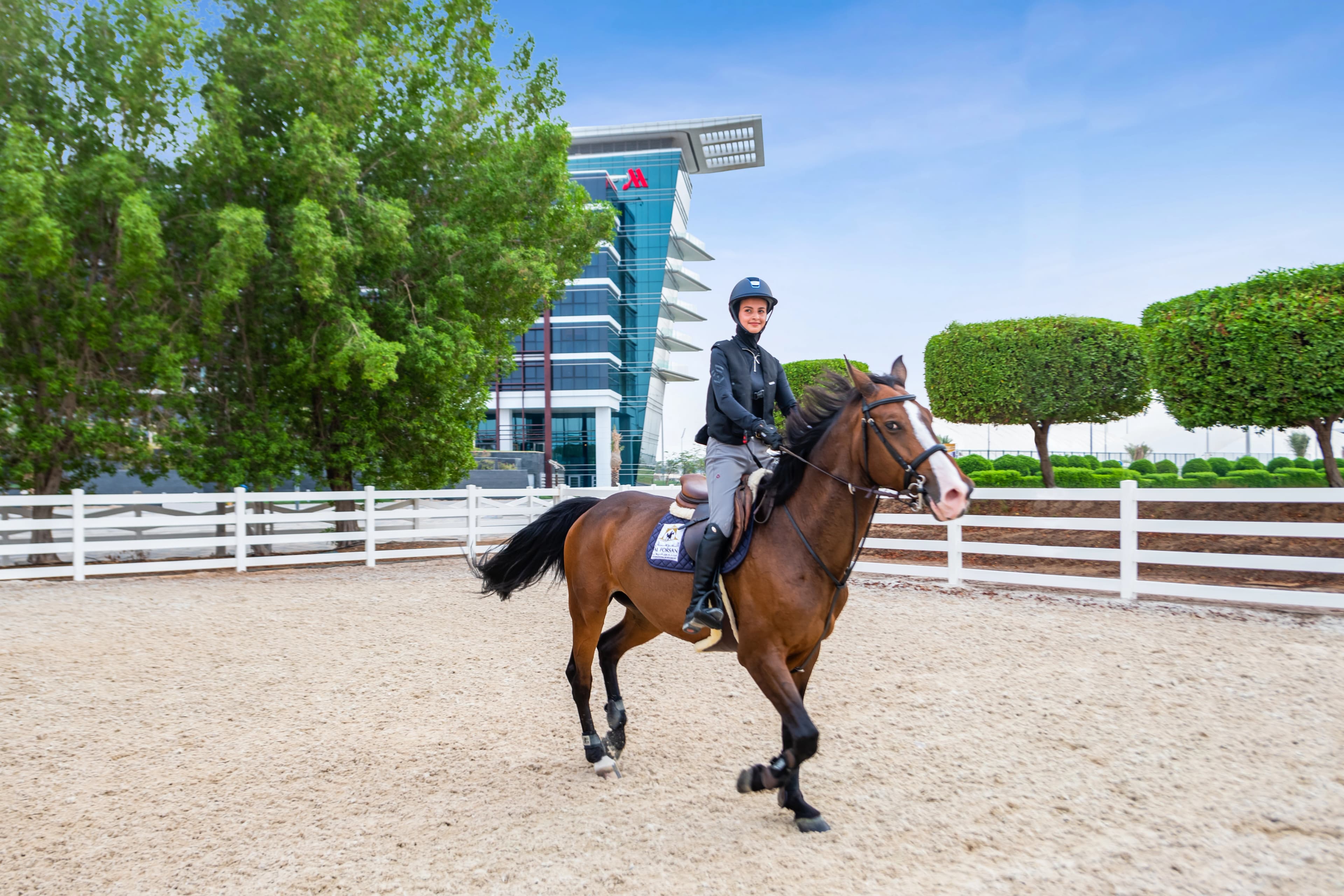 Horse riding and polo activity at Dubai polo and equestrian club