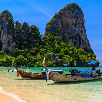 Krabi Thailand with limestone cliffs, lagoons, and crystal-clear waters