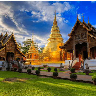Wat Phra Singh temple with Lanna architecture in Chiang Mai