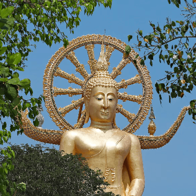 Wat Phra Yai Big Buddha Temple overlooking Koh Samui's coastline