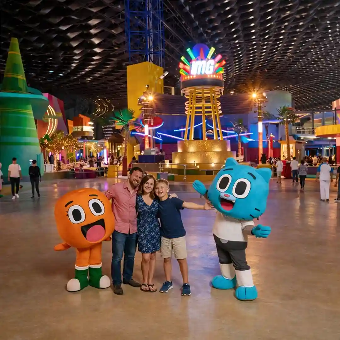 Scenic UAE landscape featuring desert dunes and modern city skyline under clear skies