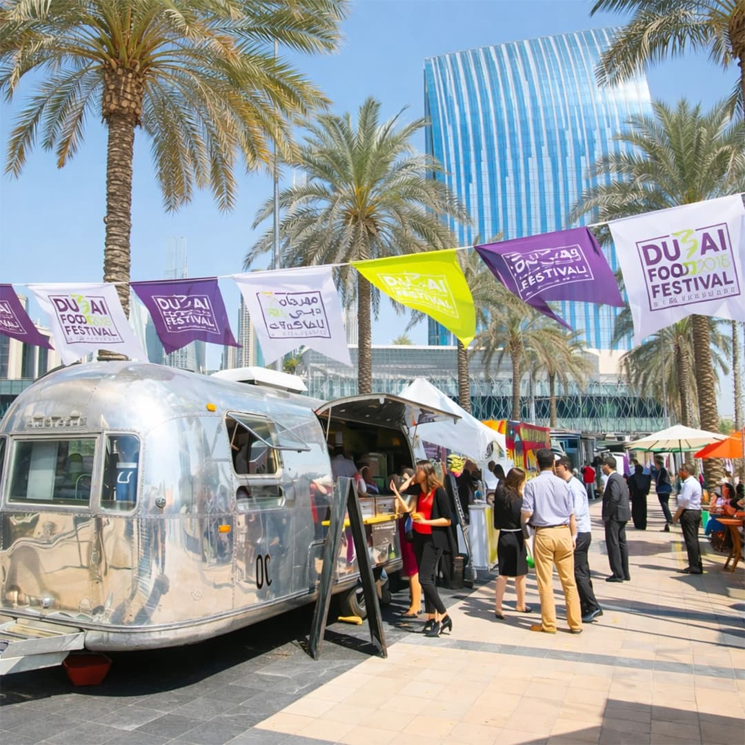 Dubai Shopping Festival with vibrant lights, shopping crowds, and festive decorations