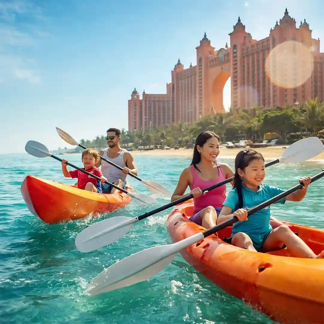 Family enjoying indoor theme parks in UAE including LEGOLAND Dubai and Warner Bros World Abu Dhabi