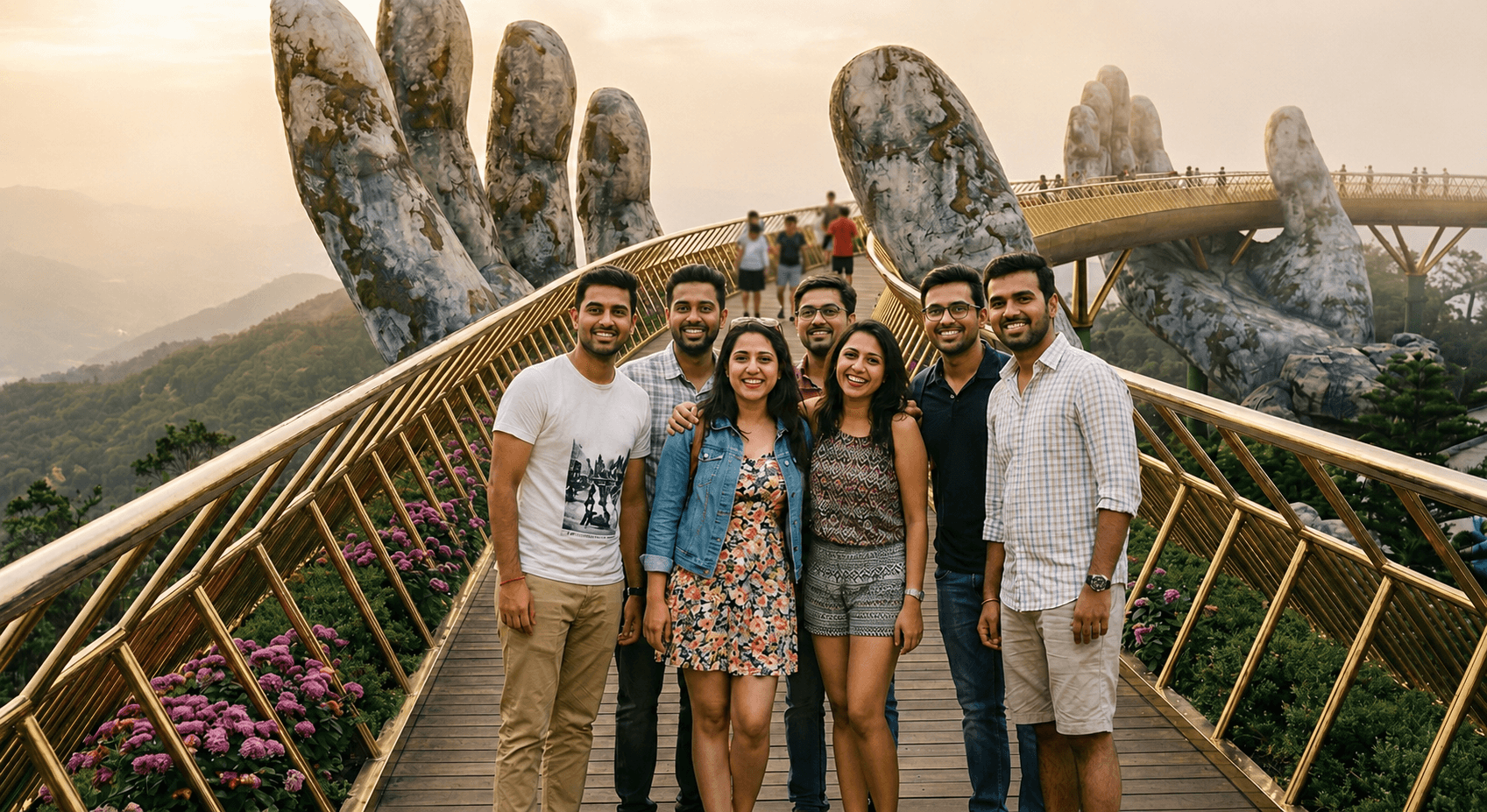 Group travellers exploring Vietnam through guided cultural, nature, and leisure experiences
